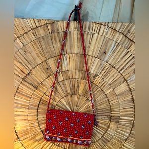 Vintage Vera Bradley Provincial Red Crossbody / Shoulder Bag Purse Pocketbook